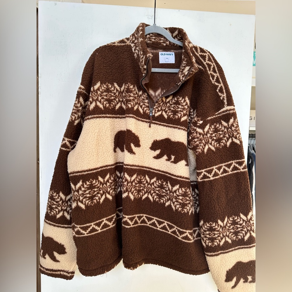 Winter Print Sherpa Pullover